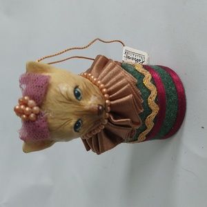 Cat Christmas Ornament Candy Box Katherine's Collection Tan Calico